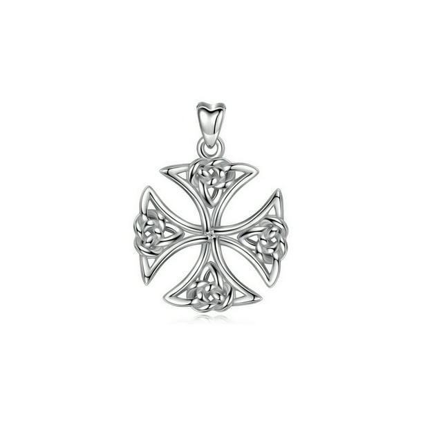Jewelry Trends Sterling Silver Celtic Cross Pendant Necklace 18 